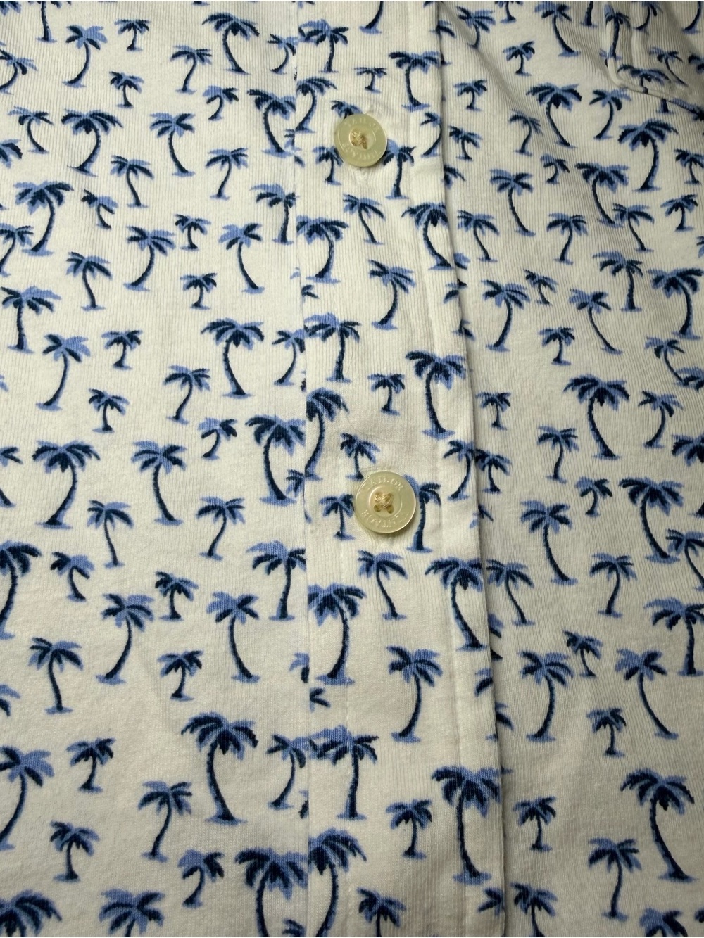 Tailor Vintage Men's White Button-Up short sleeve Shirt with Blue Palm Print - Picture 7 of 7